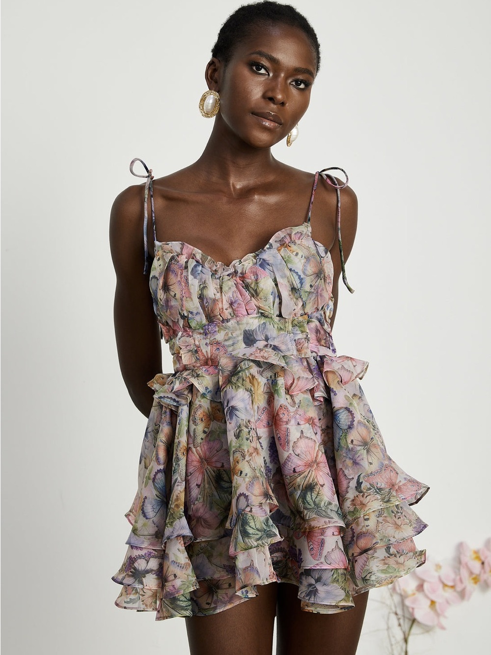 Miss Rosier Juliette floral butterfly mini dress sz L NWT* fairycore garden